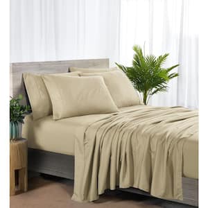2000 Count 6-Piece Warm Taupe Solid Rayon from Bamboo Twin Sheet Set