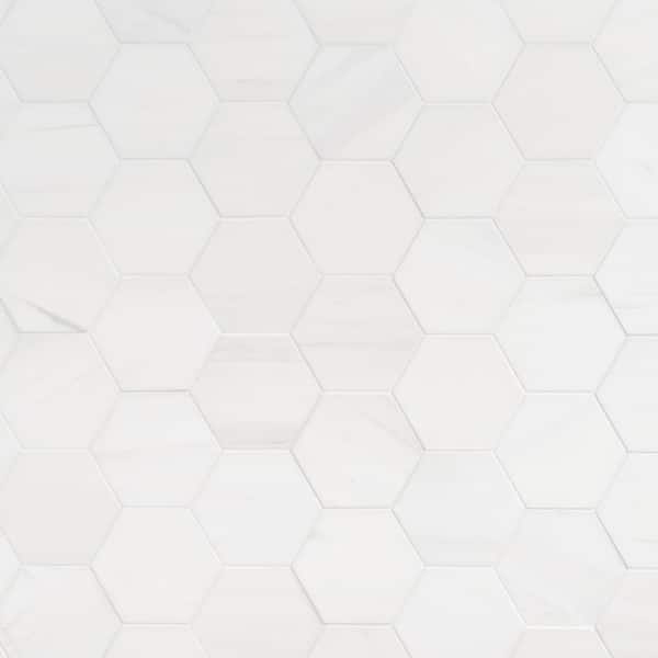 Ivy Hill Tile Bianco Dolomite White 10.37 in. x 12 in. Polished Marble Floor and Wall Mosaic Tile (0.86 sq. ft./Each)