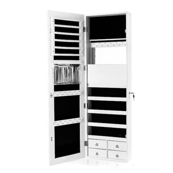 ANGELES HOME White Multipurpose Storage Cabinet with 4 Drawers,Auto-on LED, 2-way Installation