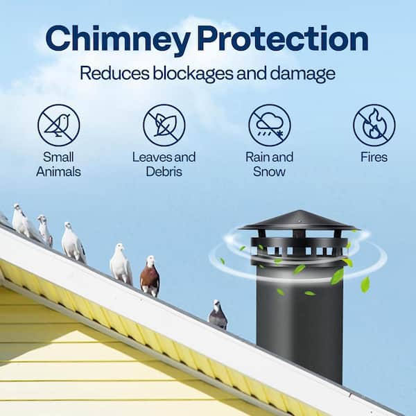 Chimney Guide Cone Animal Proof Chimney Cover YOKIVE 4-Inch Round Chimney Cap With Screen ...