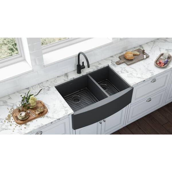 Ruvati Metal Black 16 Gauge Stainless Steel 33 In 60 40 Double Bowl Farmhouse A Kitchen Sink Rvh9742bl Farmhouse A Kitchen Sink Rvh9742bl, Are Farmhouse Sinks Practical