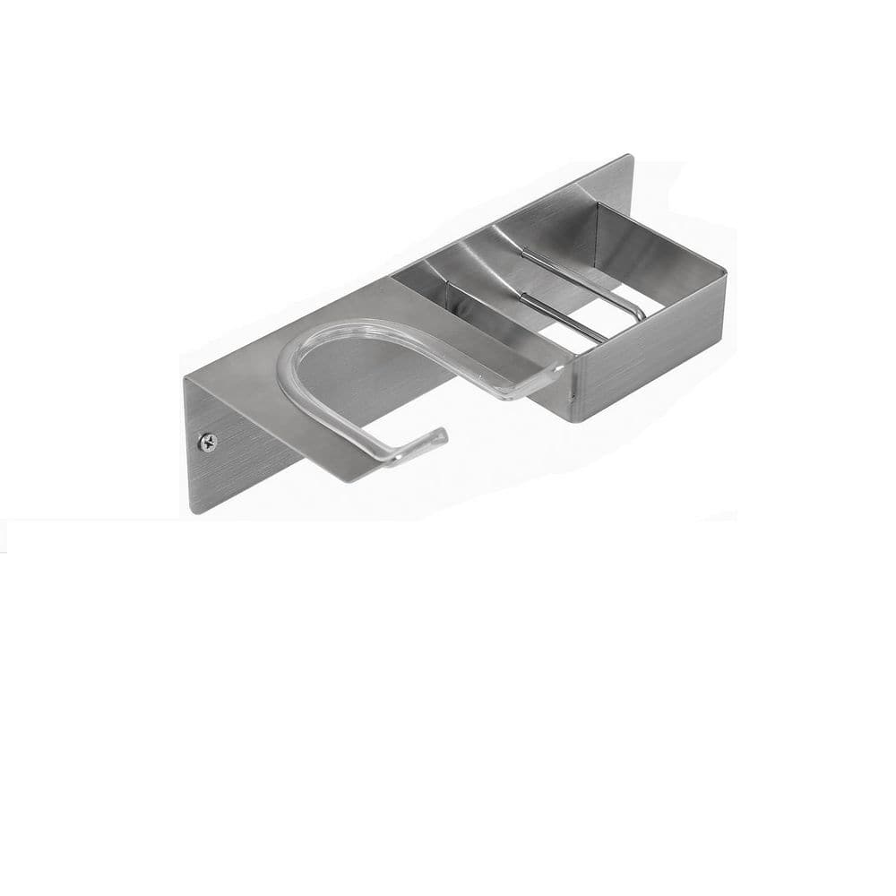 8.14 in. W Wall Mounted Hair Tool Organizer in Silver, Adhesive or Drilling Stainless Steel Blow Dryer Holder price history on PriceWatchPro