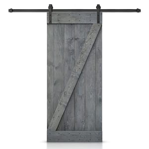 Z Series 20 in. x 84 in. Gray Stained DIY Wood Interior Sliding Barn Door with Hardware Kit