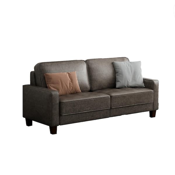 ANBAZAR 70 in.W Square Arm Fabric Techno, Modern Straight  Sofa with Double Seat in, Gray, 2 Seat