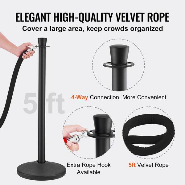 Crowd Control Rope PATIKIL 4-Pack Velvet Rope Barrier - Gold Hook Crowd ...