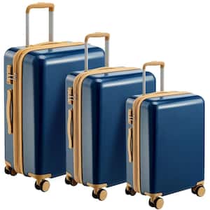 Blue Lightweight 3-Piece Expandable ABS + PC Hardshell Spinner 8 Wheels  20"  24"  28" Luggage Set with 3-Digit TSA Lock