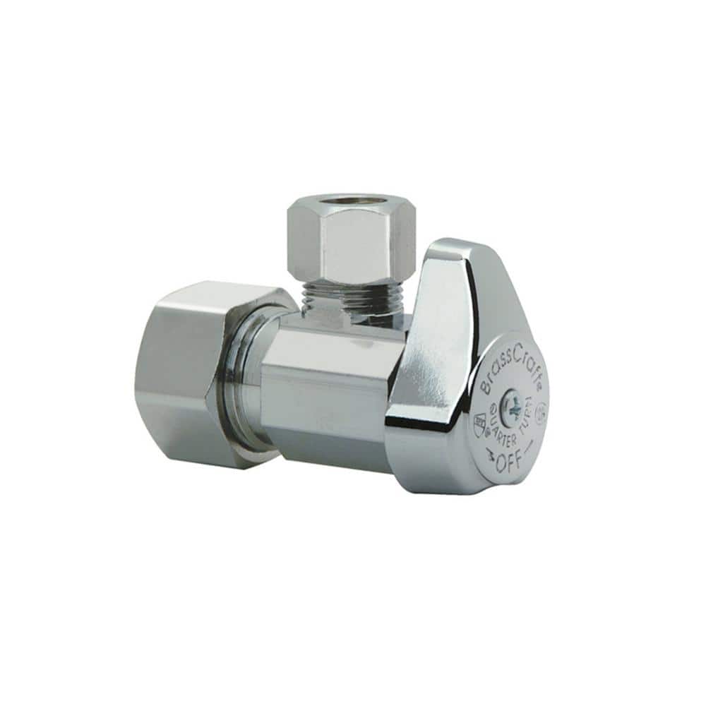 BrassCraft•Chrome•Compression Straight Stop•1/2" Inlet x 3/8" Outlet•Multi-Turn 26613003481