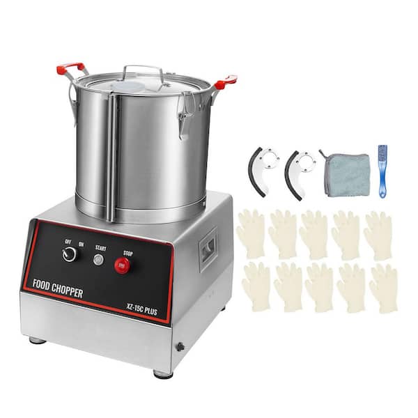 Food Processor, 16 Qt. /64-Cup. Single Speed Silver Food Processor 1400W Food-Grade Stainless Steel with 2 Extra S-Cur
