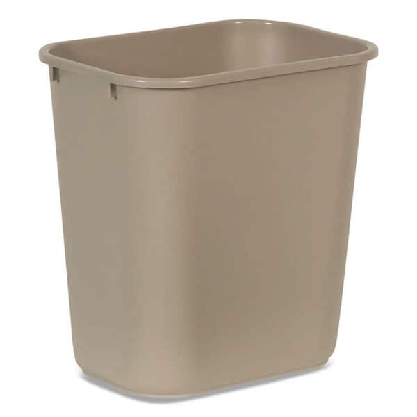 7 Gal. Beige Rectangle Deskside Plastic Household Trash Can
