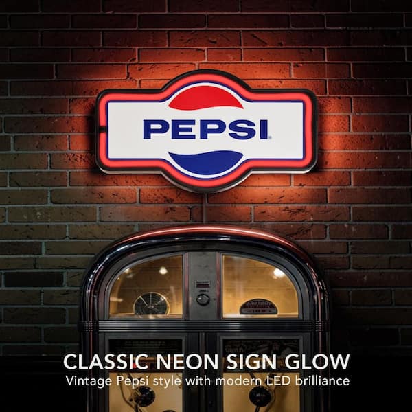 American Art Decor 17 in. Red, Blue LED Neon Rope Pepsi Sign, ABS