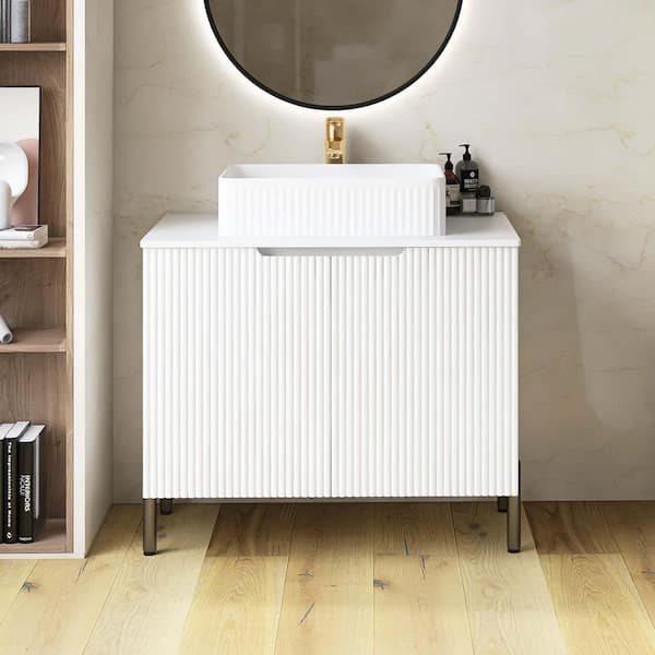 Yingze 30 in. Freestanding Single Sink White Bath Vanity with