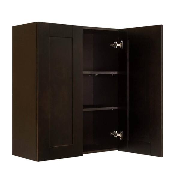 LIFEART CABINETRY Anchester Assembled 27 in. x 36 in. x 12 in. Wall Cabinet with 2 Doors 2 Shelves in Dark Espresso