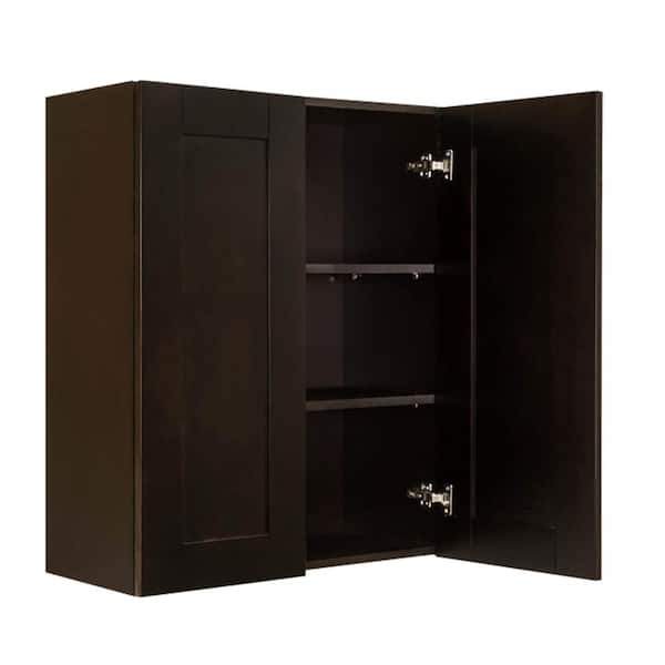 LIFEART CABINETRY Anchester Assembled 24 in. x 15 in. x 12 in. Wall Cabinet with 2 Doors No Shelf in Dark Espresso