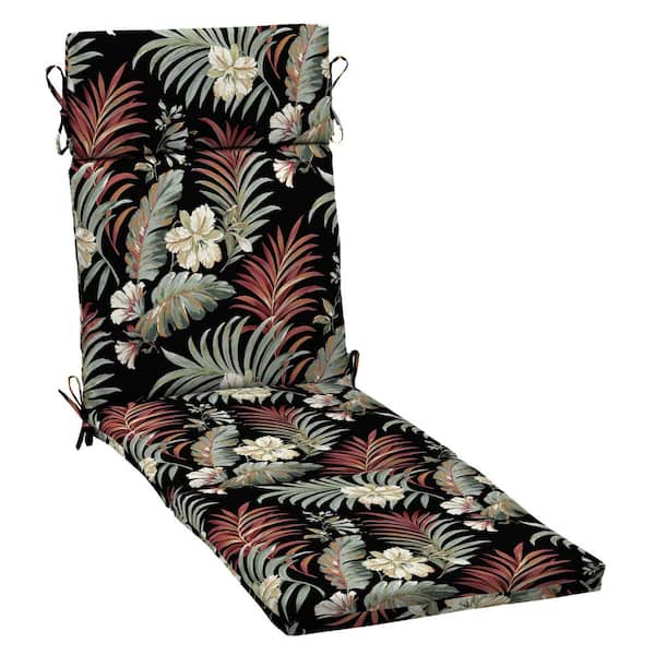 ARDEN 21 in. x 72 in. Outdoor Chaise Lounge Cushion in Simone Black Tropical