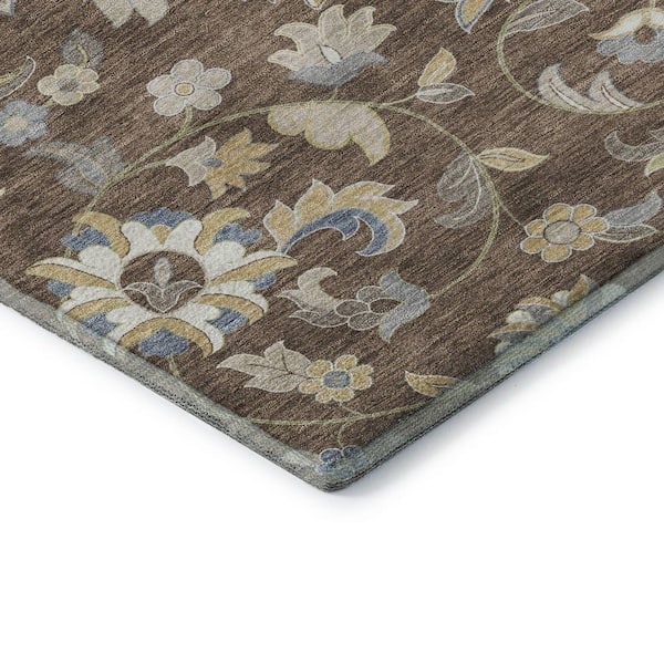 Mayfield Premium Machine Washable Abstract AMF1006 Chocolate 5 ft. x 7 ft. 6 in. Area Rug
