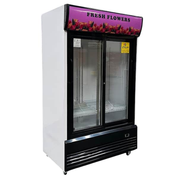 48 in. 33.5 cu. ft. Commercial Slide Glass Door Flowers Cooler Floral Refrigerator Display in White