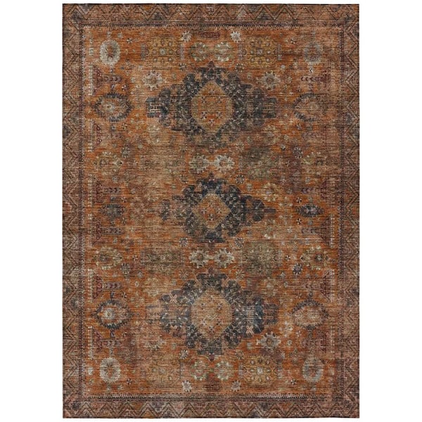 Chantille Machine Washable Indoor/Outdoor Abstract ACN2808 Rust 9 ft. x 12 ft. Area Rug