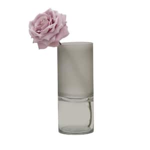 Cylinder Glass Vase, 12 Inch, Clear and Gray