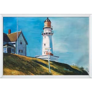 Light at Two Lights by Edward Hopper Moderne Blanc Framed Architecture Oil Painting Art Print 38.75 in. x 26.75 in.