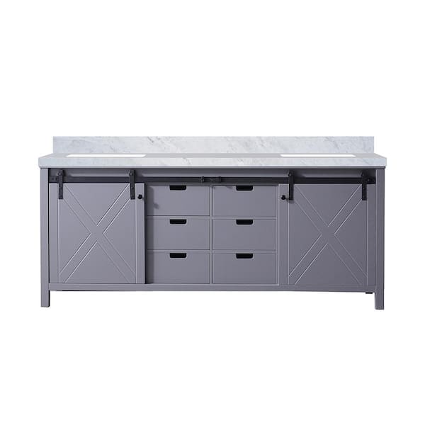 Marsyas 80 in W x 22 in D Ash Grey Double Bath Vanity and White Quartz Countertop