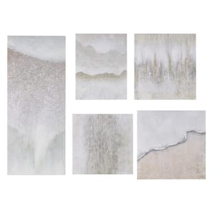 Natural Essence Neutral Hand Embellished Abstract 5-Piece Gallery Canvas Wall Art Set