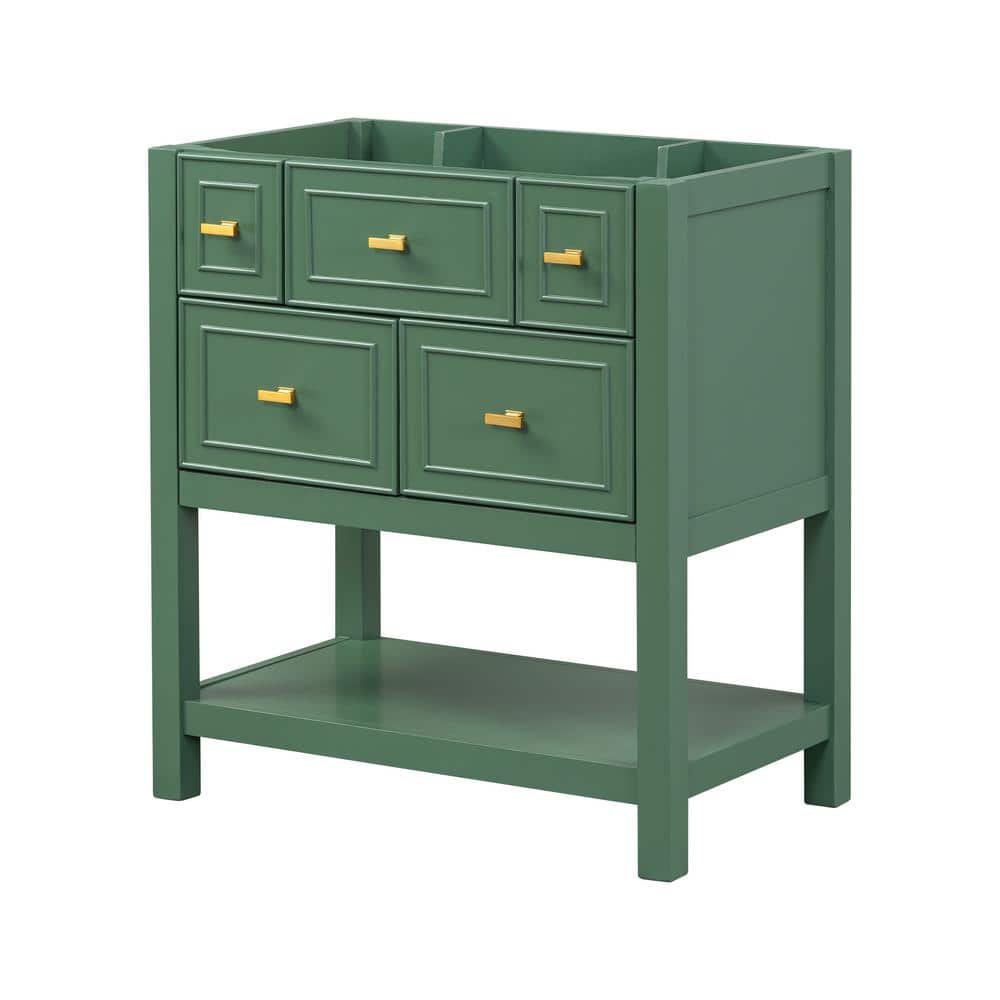 Modern 29.56 in. Bath Vanity Cabinet without Top in Green Unassembled with 