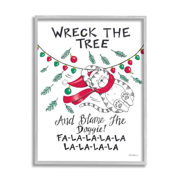 Stupell Industries Funny Pet Christmas Song by Deb Strain 1-Piece Framed Graphic Print Animal Poster Art Print 14 in. x 11 in.