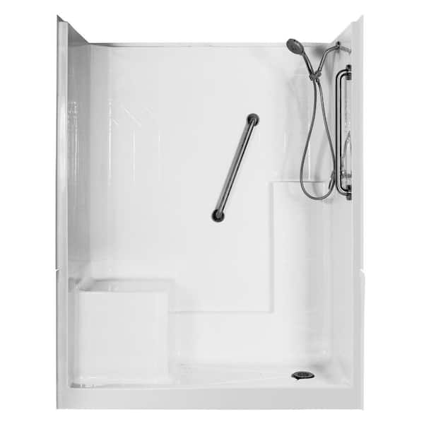 Steam Planet Elizabeth Deluxe 60 in. x 33 in. x 77 in. 3-Piece Low Threshold Shower Stall in White with Left Seat and Right Drain