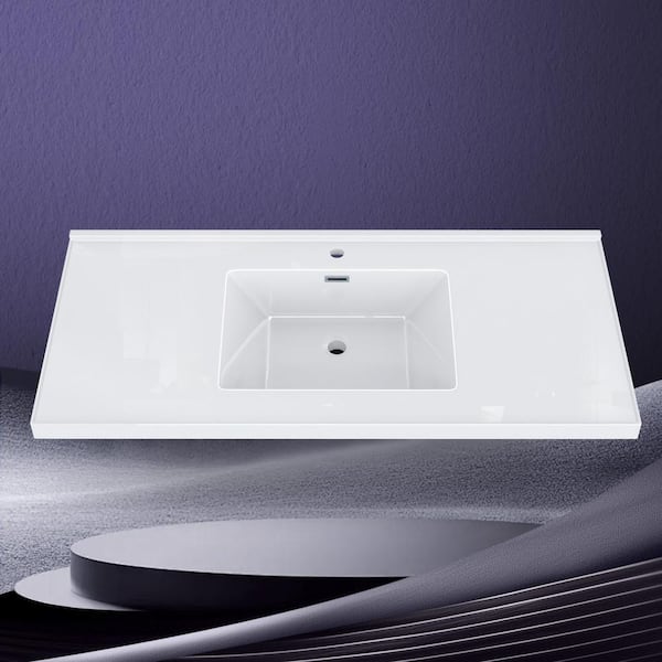 Zeafive 36 in. W x 22 in. D Solid Surface White Rectangular Single