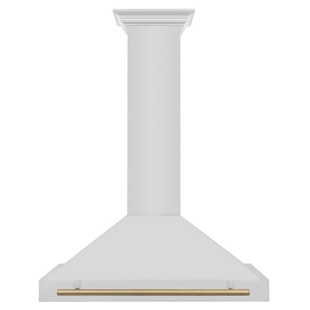 36" Stainless Steel Wall Mount Range Hood with Champagne Bronze Accents