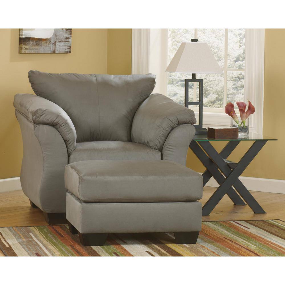 Contemporary Darcy 31" Gray Microfiber Ottoman