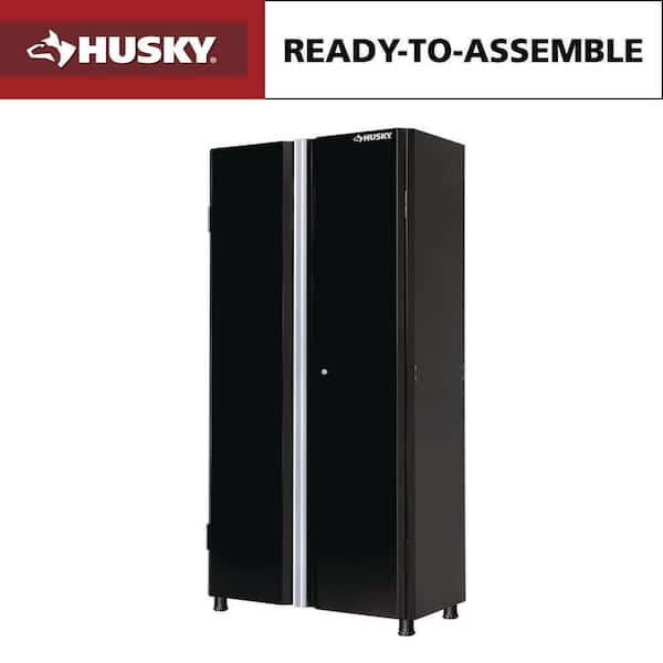 Ready-to-Assemble 36.6 in. W x 72 in. H x 18.3 in. D 24 Gauge 3-Shelf Steel Freestanding Cabinet in Black