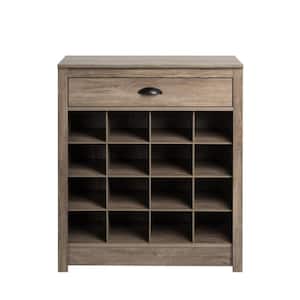 35 in. H x 31.5 in. W 16-Pair Composite Shoe Storage Cabinet with Slim Top Drawer for Entryways, Drifted Gray