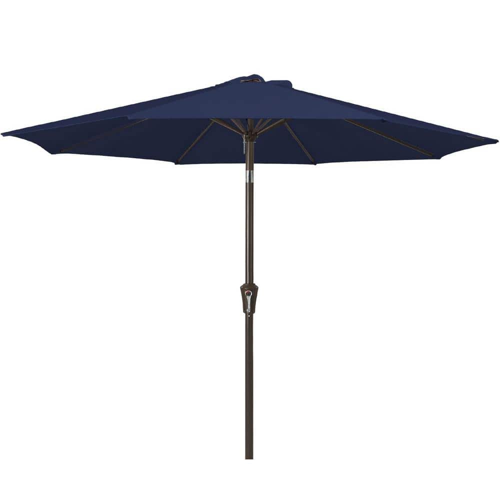 Air Vented 9 ft. Alloy Steel Market Solar Tilt Half Patio Umbrella in Navy 