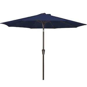 Air Vented 9 ft. Alloy Steel Market Solar Tilt Half Patio Umbrella in Navy Blue