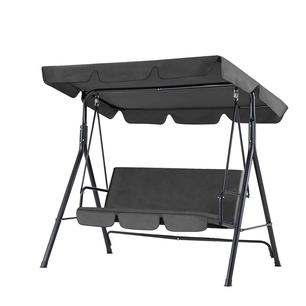 3-Person Metal Patio Swing with Gray Canopy Top, UV Resistant, Waterproof price history on PriceWatchPro