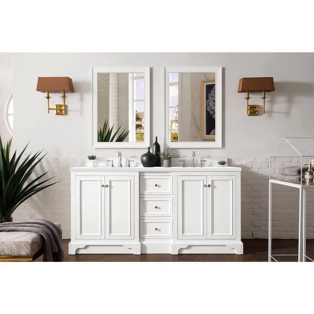 Bright White 72" Double Freestanding Plywood Vanity Cabinet