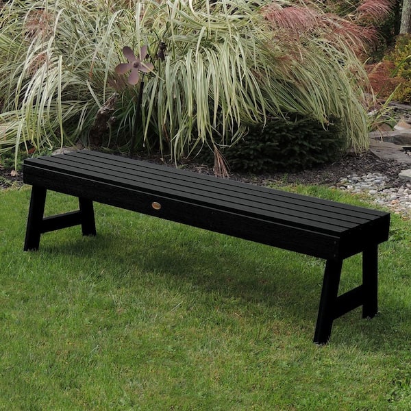 Highwood Weatherly 60 in. 2-Person Black Recycled Plastic Outdoor Picnic Bench