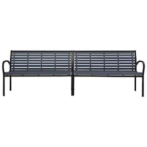 98.8 in. Steel and WPC Twin Patio Outdoor Metal Bench in Black