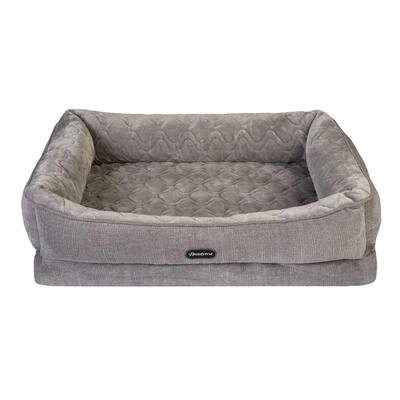 Large Gray Ultra-Plush Quilted Dog Bed
