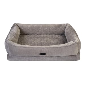 Medium Gray Ultra-Plush Quilted Dog Bed