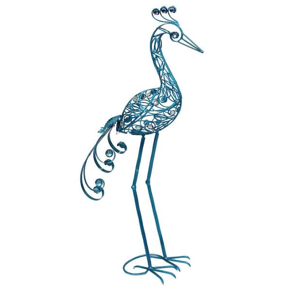 Exhart 29 in. Small Turquoise Filigree Heron Statue-DISCONTINUED