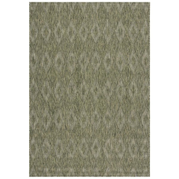 Courtyard Olive 2 ft. x 4 ft. Solid Color Diamond Indoor/Outdoor Area Rug