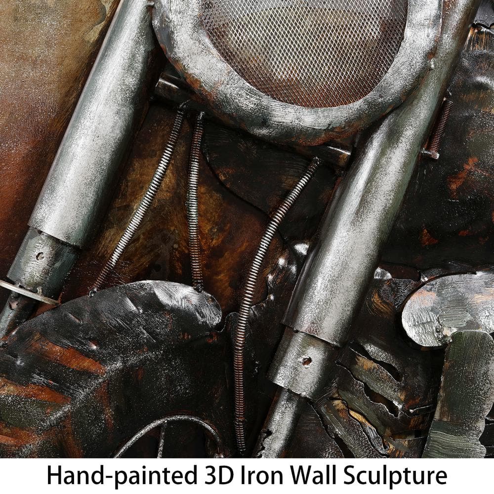 Vintage Route 66 Motorcycle Iron Wall Sculpture