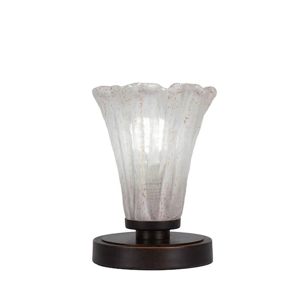 Unbranded Quincy 8 in. Dark Granite Accent Lamp with Glass Shade