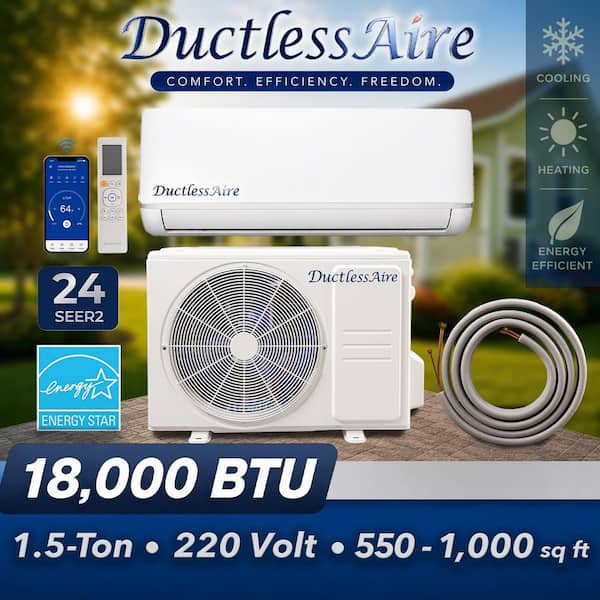 18000 BTU 1.5-Ton 23.7 SEER2 230v Wi-Fi Enabled Mini Split Heat Pump System