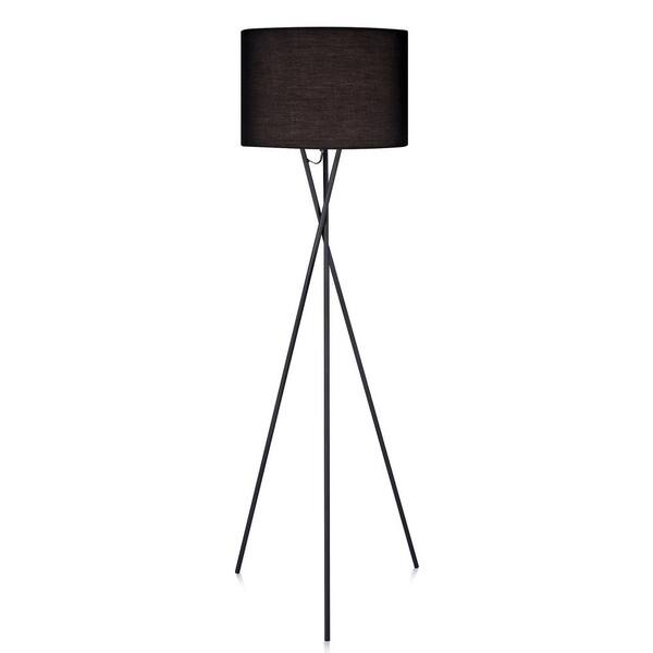 Versanora Cara Tripod Floor Lamp With, Black Shade Floor Lamp