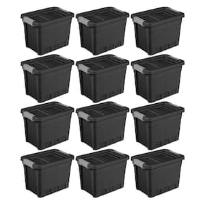 7.5 gal. Rugged Industrial Storage Totes with Latch Lid in Black (12-Pack)