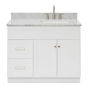 Hamlet 43 in. W x 22 in. D x 35.25 in. H Bath Vanity in White with White Carrara Marble Vanity Top