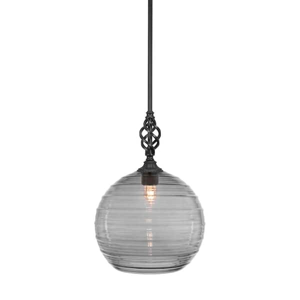 Bridgewater 100 W 1-Light Matte Black Standard Mini Pendant Light with Glass Shade